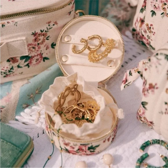 Sézane Jewelry Case Vintage Flower Print Organic Cotton - Picture 2 of 8